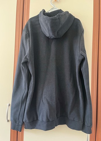 Gri Kapüşonlu Fermuarlı Erkek Sweatshirt - Görsel 2