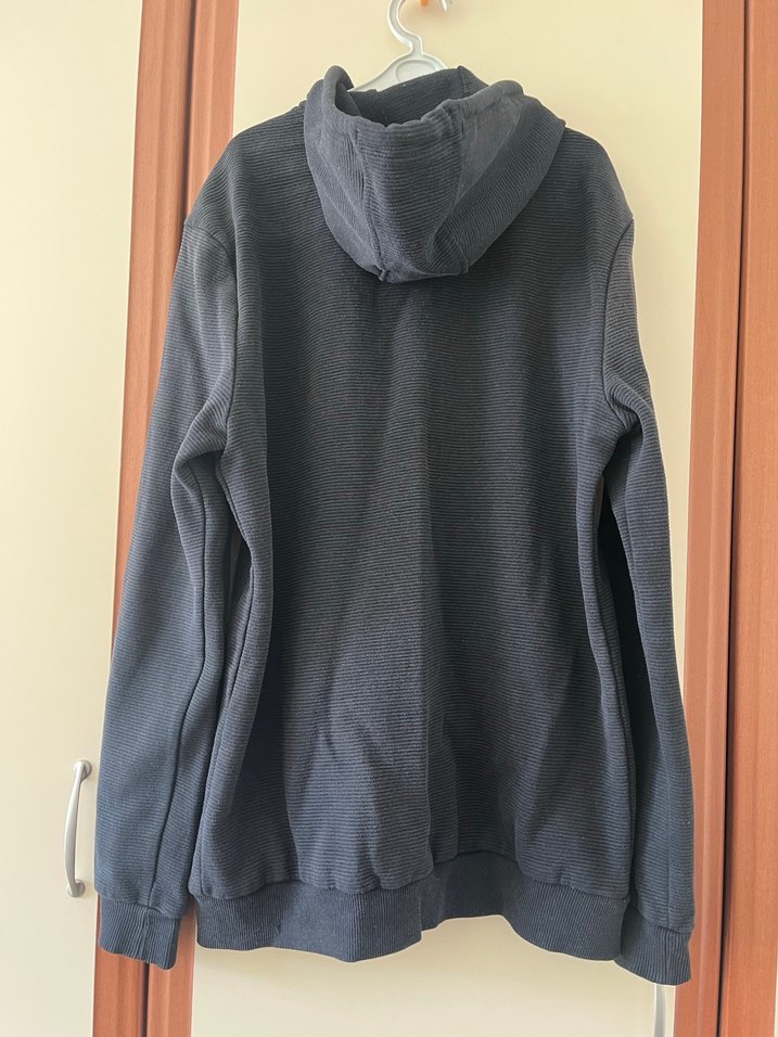 Gri Kapüşonlu Fermuarlı Erkek Sweatshirt - Görsel 2