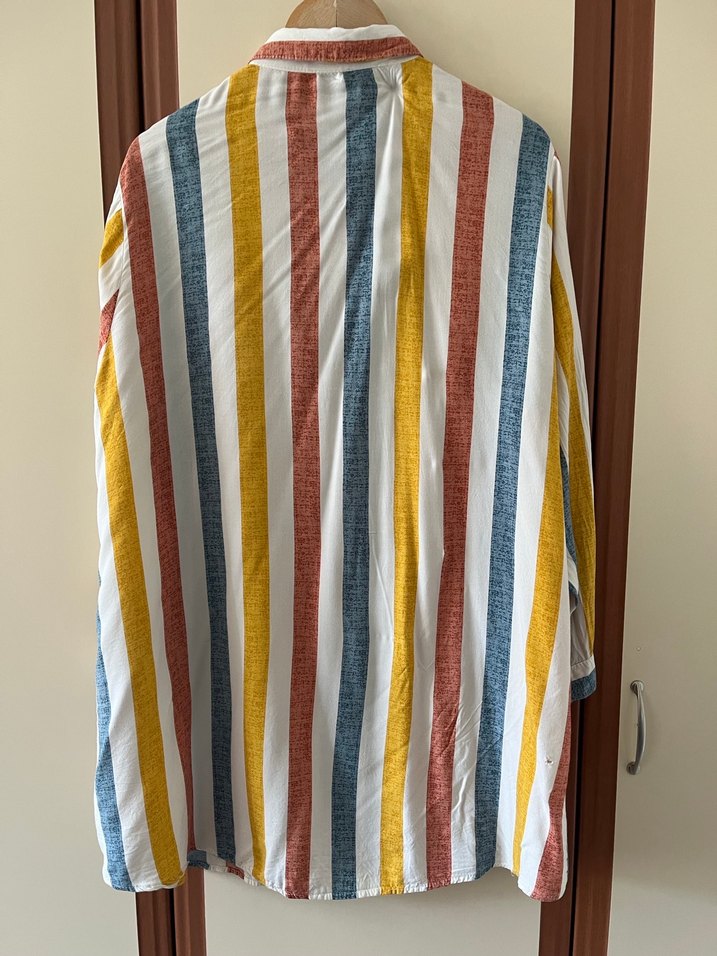 Çok Renkli Pamuklu Uzun Kollu Tunik Gömlek - Görsel 3