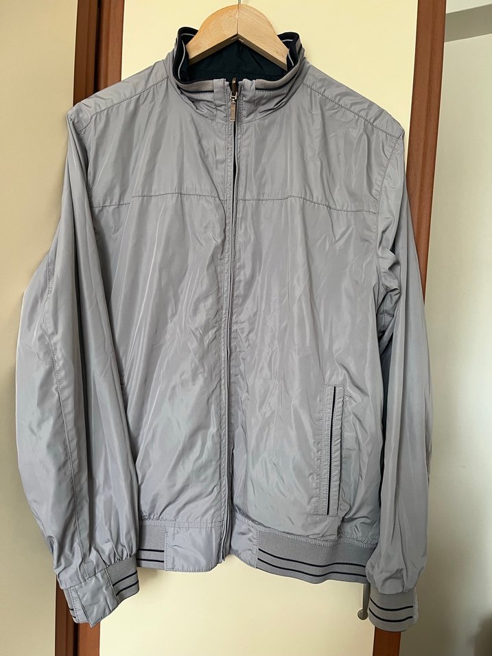 ÇİFT TARAFLI Gri-Lacivert Yüksek Yakalı Fermuarlı Erkek mont - Görsel 4