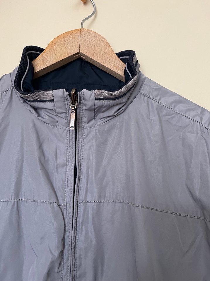 ÇİFT TARAFLI Gri-Lacivert Yüksek Yakalı Fermuarlı Erkek mont - Görsel 2