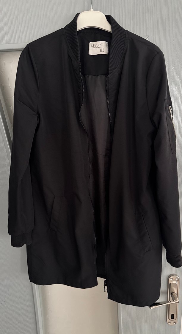 Siyah Kadın Midi Ceket Fermuarlı yağmurluk - Görsel 3