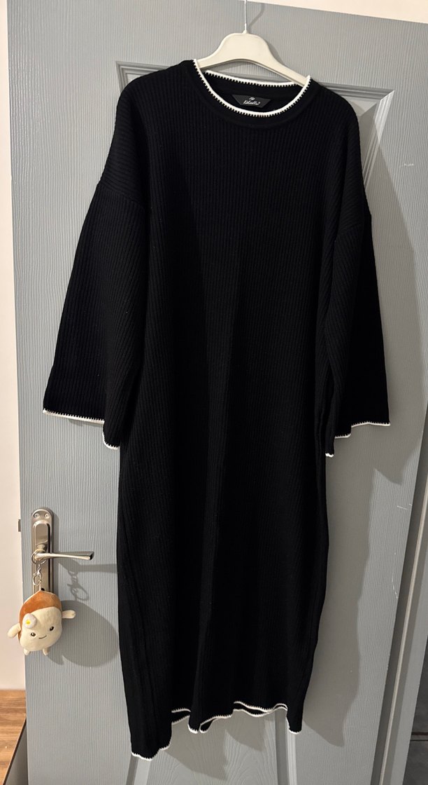 Siyah Uzun Kollu Salaş Kadın Elbise - Görsel 2