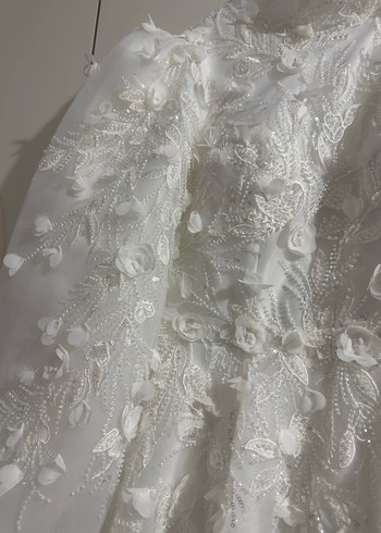 Uzun Kollu Vintage Beyaz Prenses Gelinlik - Görsel 2