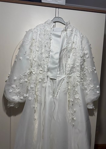 Uzun Kollu Vintage Beyaz Prenses Gelinlik - Görsel 6