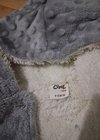 Gri Desenli Kürklü Bebek Tulumu - Görsel 3