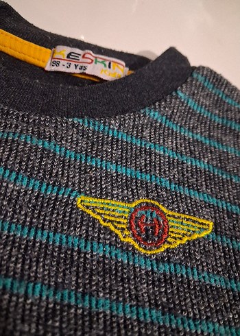 Renkli Çizgili Erkek Çocuk Triko Sweatshirt - Görsel 2