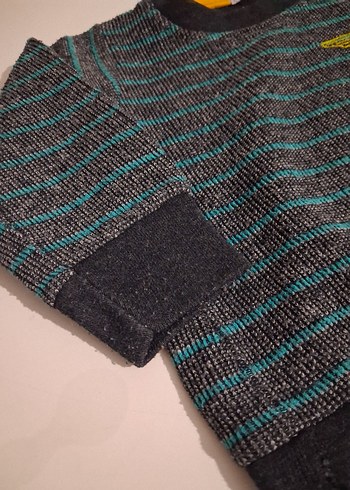 Renkli Çizgili Erkek Çocuk Triko Sweatshirt - Görsel 3