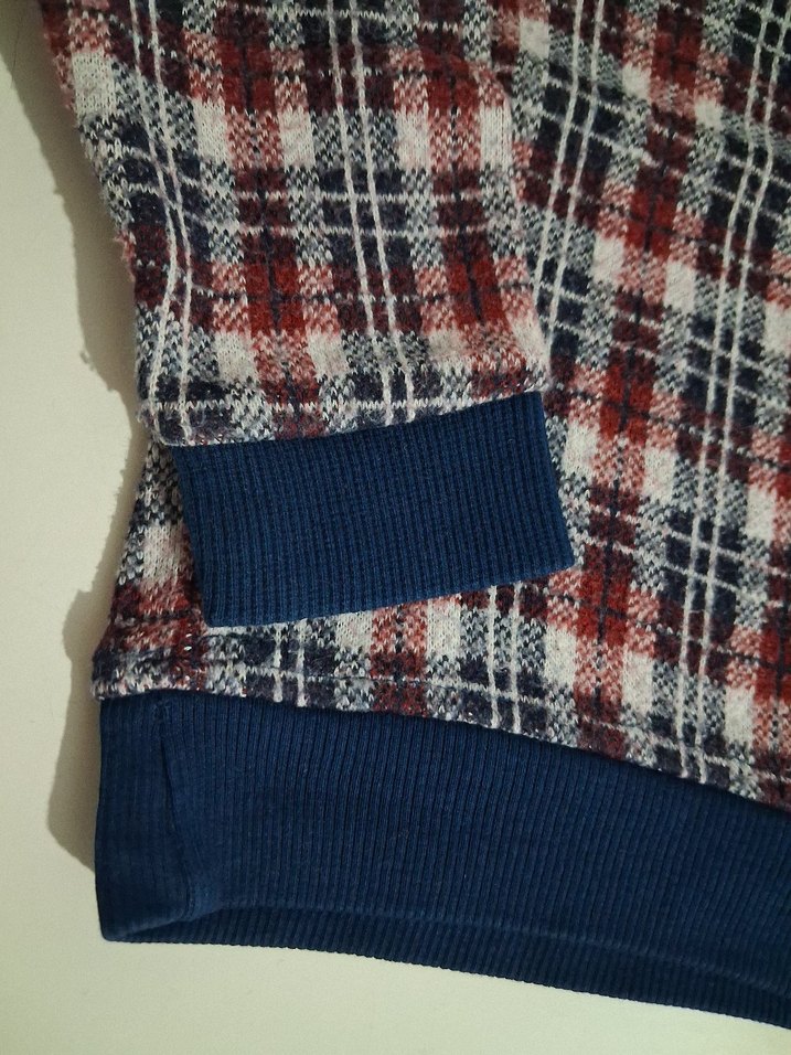 Bordo Ekose Desenli Erkek Sweatshirt - Görsel 2