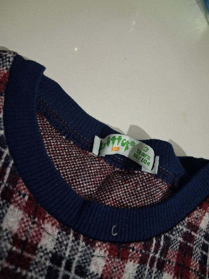 Bordo Ekose Desenli Erkek Sweatshirt - Görsel 4