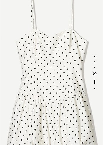 Bershka Beyaz Puantiyeli Straplez Mini Elbise
