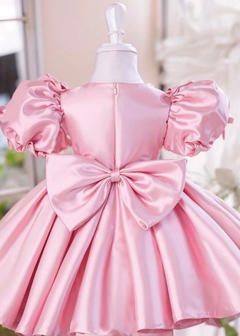 Pembe Fiyonklu Klasik Kız Çocuk Elbisesi