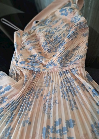 38 Beden Askılı Drape Detaylı Uzun Bohem Elbise