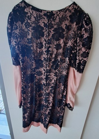 Abiye Dantel Detaylı Pembe Midi Vintage Elbise
