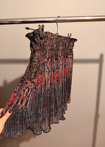 Piliseli Mini Hamile Etek, Çok Renkli Bohem - Görsel 2