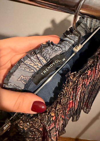 Piliseli Mini Hamile Etek, Çok Renkli Bohem - Görsel 3