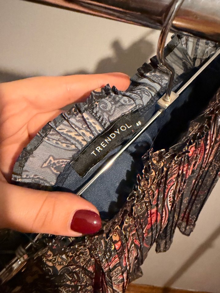 Piliseli Mini Hamile Etek, Çok Renkli Bohem - Görsel 3