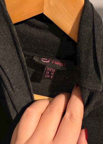 Kahverengi Desenli Fırfırlı Bohem Triko Elbise - Görsel 4