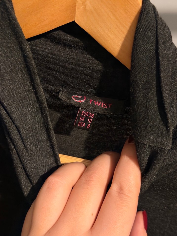 Kahverengi Desenli Fırfırlı Bohem Triko Elbise - Görsel 4