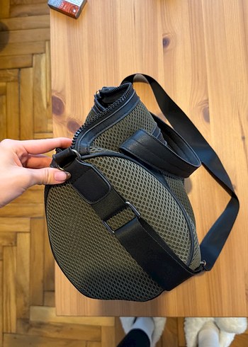 Haki Deri Yılan Desenli Kadın Spor Çanta - Görsel 3