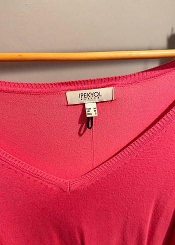 Pembe V Yaka Uzun Kollu Kadın Kazak - Görsel 2