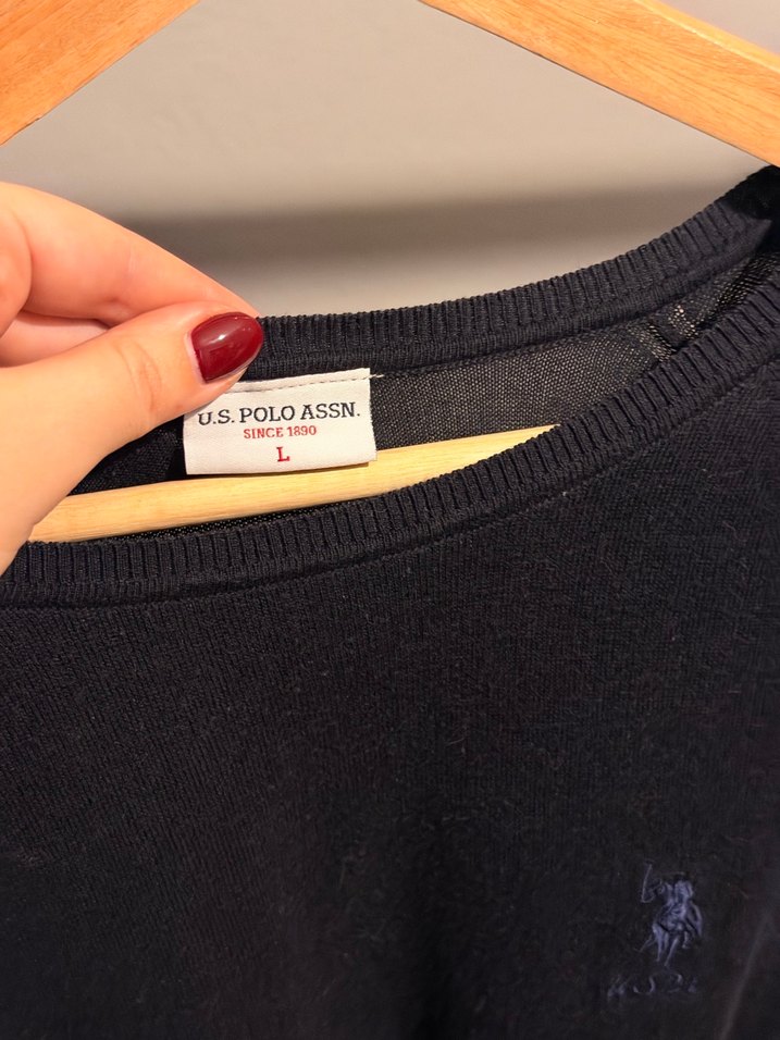 Siyah Pamuklu Kadın Uzun Kollu Kazak - Görsel 2