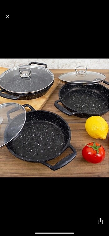 3 lü kapaklı granit tava
