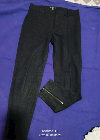 Fermuarlı Gri Denim Kadın Pantolon