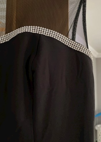 Siyah Uzun Kayık Yaka Drapeli Kadın Elbise - Görsel 3