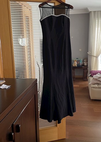 Siyah Uzun Kayık Yaka Drapeli Kadın Elbise - Görsel 2