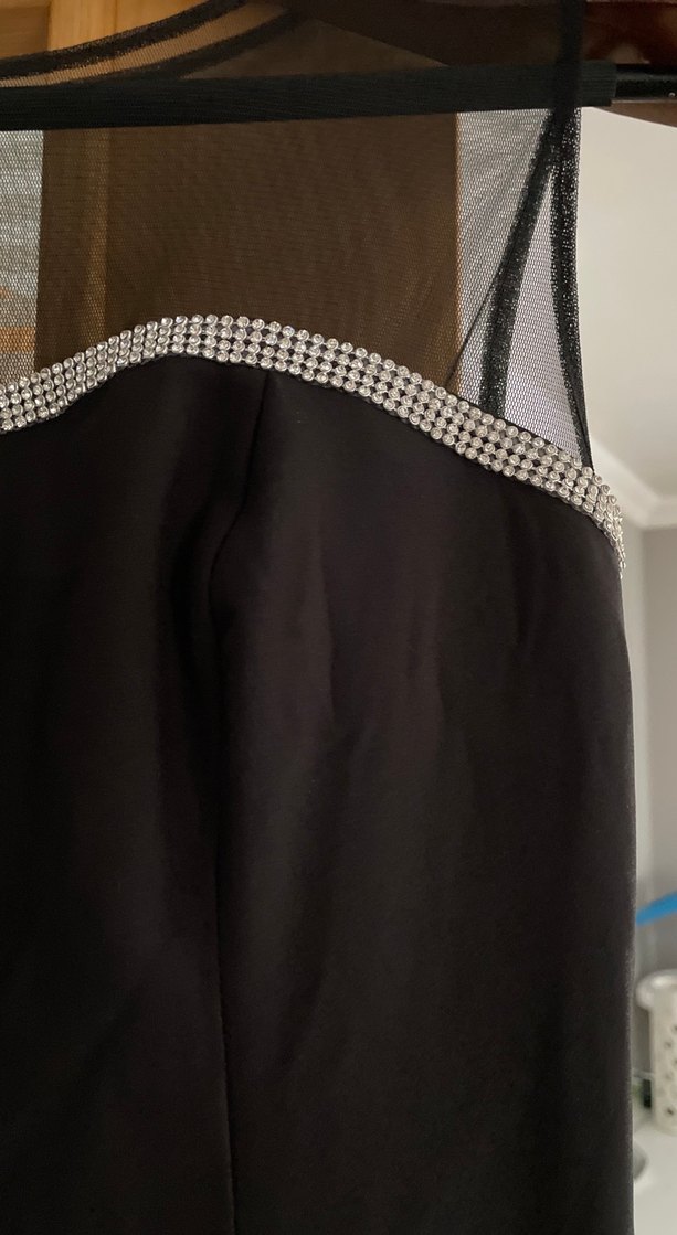 Siyah Uzun Kayık Yaka Drapeli Kadın Elbise - Görsel 3