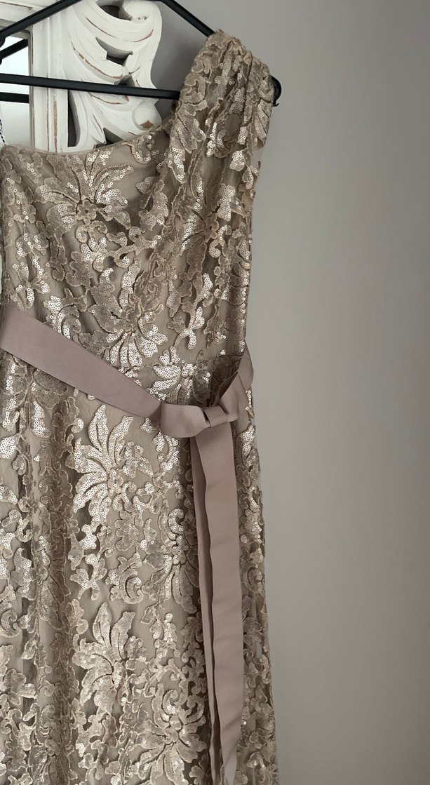 Dantel Detaylı Bej Uzun Abiye Elbise - Görsel 4