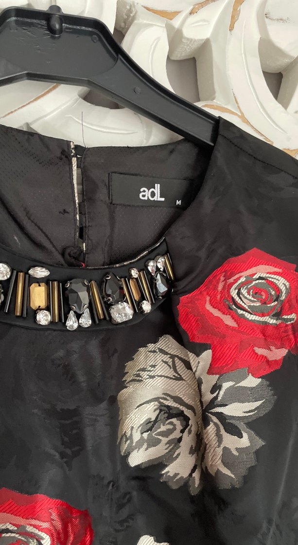 Kırmızı Desenli Straplez Uzun Elbise - Görsel 4