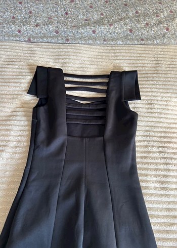 Siyah Strappy Midi Ofis Elbisesi - Görsel 2