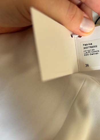 Beyaz V Yaka Midi elbise - Görsel 3