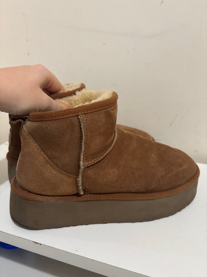 Kürklü Bej Süet Kadın Dolgu Topuk pegia bot - Görsel 3