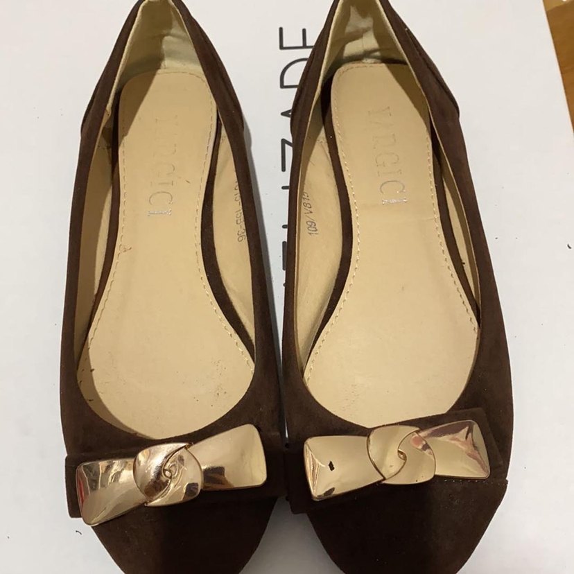 Kahverengi Süet Dolgu Topuklu Tokalı yargıcı babet - Görsel 2