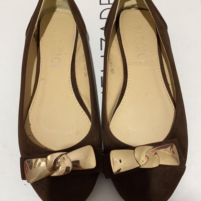 Kahverengi Süet Dolgu Topuklu Tokalı yargıcı babet - Görsel 3