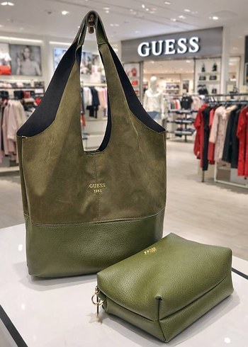 GUESS Kahverengi Deri Kadın Çanta - Görsel 5