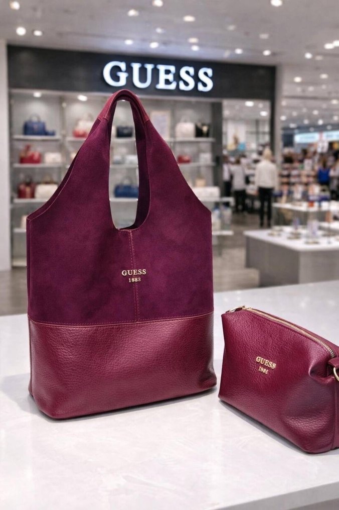 GUESS Kahverengi Deri Kadın Çanta - Görsel 2