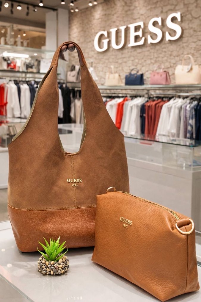 GUESS Kahverengi Deri Kadın Çanta - Görsel 4