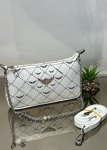 Zincir Detaylı Siyah Yılan Derisi Desenli Kadın Çanta - Görsel 6