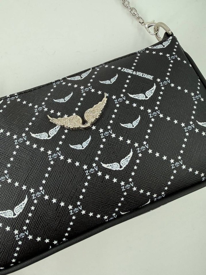 Zincir Detaylı Siyah Yılan Derisi Desenli Kadın Çanta - Görsel 2