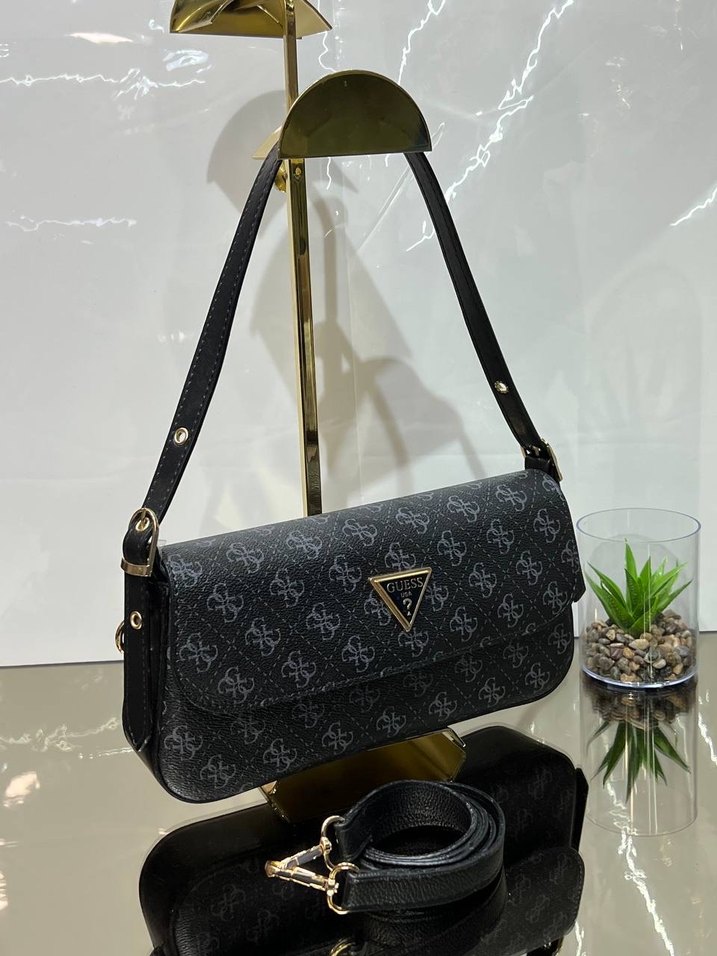 Gri Baskılı Tokalı Kadın Omuz Çantası - Görsel 4