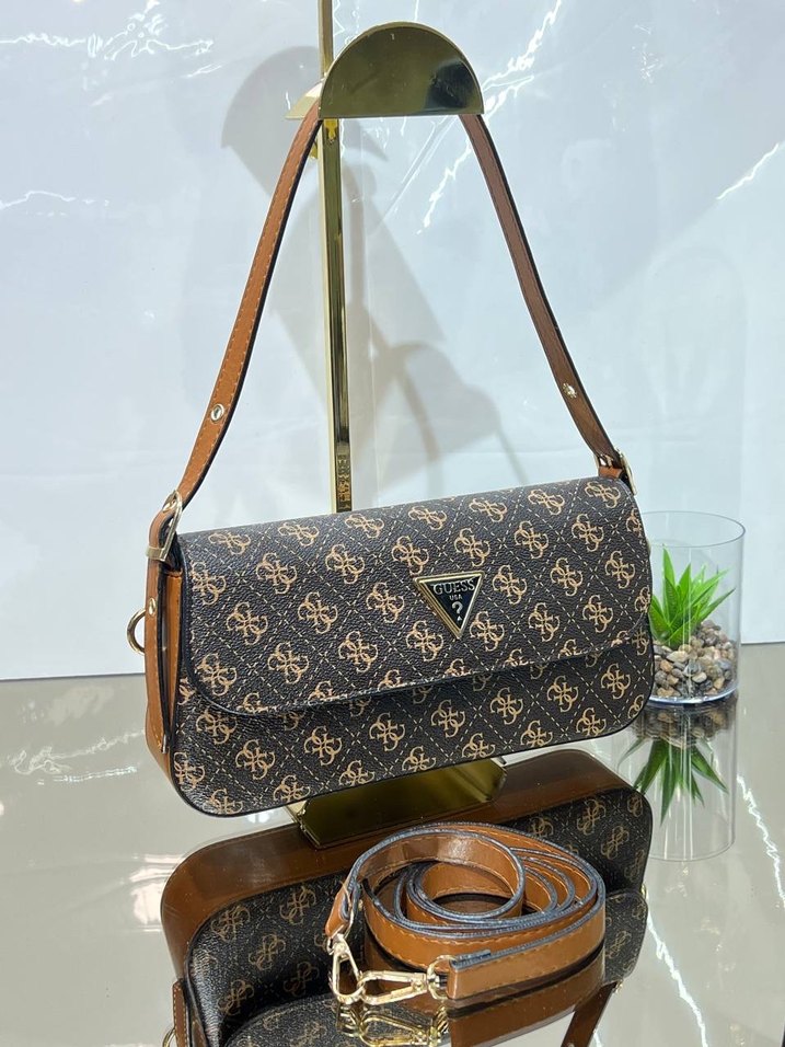 Gri Baskılı Tokalı Kadın Omuz Çantası - Görsel 3