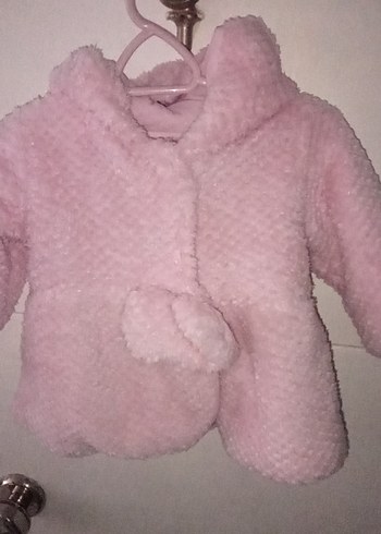 Kapüşonlu Pembe Kız Çocuk Kürklü Ceket
