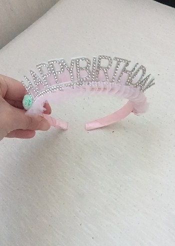 Pembe Parlak Taşlı Doğum Günü Taç - Görsel 2