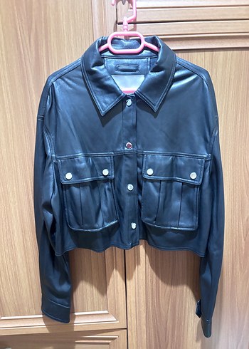 Bershka deri gömlek - Görsel 4