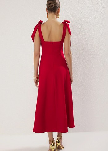Trendyolmilla Kırmızı A-Kesim Abiye elbise - Görsel 4