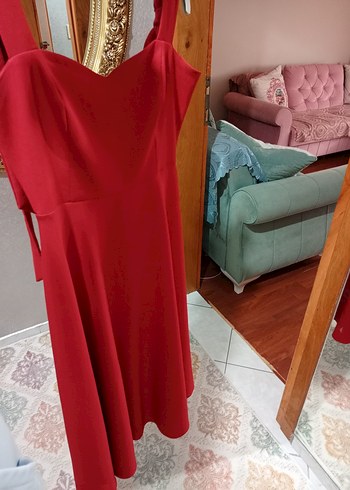 Trendyolmilla Kırmızı A-Kesim Abiye elbise - Görsel 2